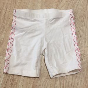 NWOT toddler girl white shorts with heart accent